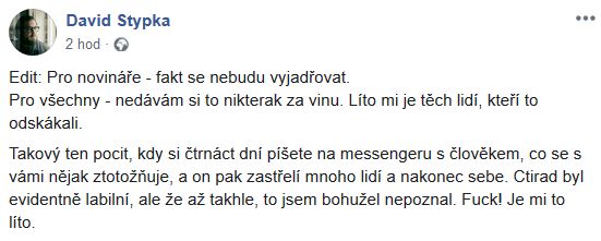 David Stypka o střelci z Ostravy